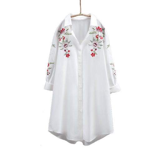 2019 autumn winter new flower embroidery women blouse