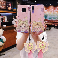 Load image into Gallery viewer, For Huawei P20 pro/ P30 pro case pink Sailor Moon phone cover honor 9/10 + make-up mirror strap Mate 10/20