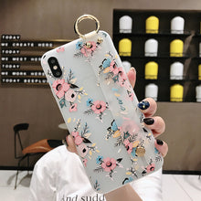 Load image into Gallery viewer, 3D Flower Phone Case with Wrist Strap support Soft TPU Case