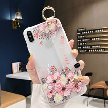 Load image into Gallery viewer, 3D Flower Phone Case with Wrist Strap support Soft TPU Case