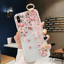 Load image into Gallery viewer, 3D Flower Phone Case with Wrist Strap support Soft TPU Case