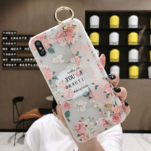 Load image into Gallery viewer, 3D Flower Phone Case with Wrist Strap support Soft TPU Case