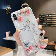 Load image into Gallery viewer, 3D Flower Phone Case with Wrist Strap support Soft TPU Case