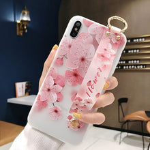 Load image into Gallery viewer, 3D Flower Phone Case with Wrist Strap support Soft TPU Case