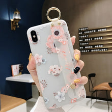 Load image into Gallery viewer, 3D Flower Phone Case with Wrist Strap support Soft TPU Case