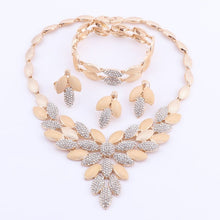 Load image into Gallery viewer, Dubai Bridal Crystal Jewelry Sets For Women Leaves Gold Necklace Earrings Bangle Ring Charm African Wedding Nigeria Jewelry Sets