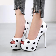 Load image into Gallery viewer, Pumps women shoes platform heels peep toe woman shoes ladies office shoes women Wave point Party Shoes