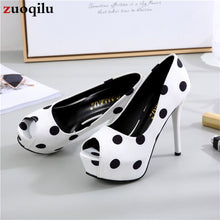 Load image into Gallery viewer, Pumps women shoes platform heels peep toe woman shoes ladies office shoes women Wave point Party Shoes