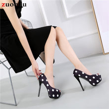 Load image into Gallery viewer, Pumps women shoes platform heels peep toe woman shoes ladies office shoes women Wave point Party Shoes