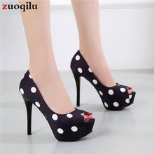 Load image into Gallery viewer, Pumps women shoes platform heels peep toe woman shoes ladies office shoes women Wave point Party Shoes