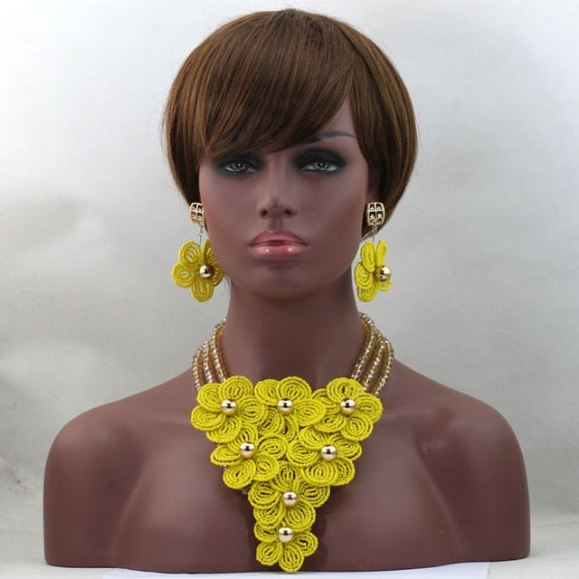 Splendid Yellow Flower Wedding Jewelry Set Hot Sale