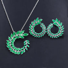 Load image into Gallery viewer, For Women Luxury Brand Necklace Earrings Jewelry Sets Marquise Green Cubic Zirconia Nigeria 2Pcs Set