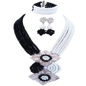 Gorgeous Multi color Plated Nigeria Women Crystal Beads Necklace Sets