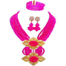 Load image into Gallery viewer, Gorgeous Multi color Plated Nigeria Women Crystal Beads Necklace Sets