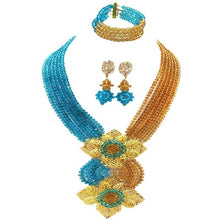 Load image into Gallery viewer, Gorgeous Multi color Plated Nigeria Women Crystal Beads Necklace Sets