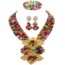 Load image into Gallery viewer, Gorgeous Multi color Plated Nigeria Women Crystal Beads Necklace Sets