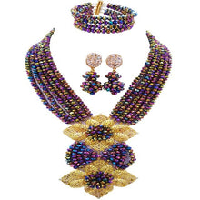 Load image into Gallery viewer, Gorgeous Multi color Plated Nigeria Women Crystal Beads Necklace Sets