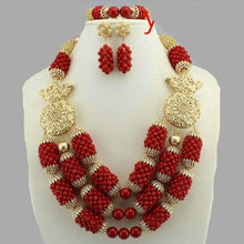 Load image into Gallery viewer, Gold Round Beads Necklace Set Classic African Beads Jewelry Set for Women