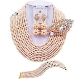 Fashion Nigeria Beads Jewelry Set Mint green Crystal Necklace Bridal Jewelry