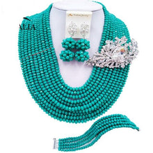 Load image into Gallery viewer, Fashion Nigeria Beads Jewelry Set Mint green Crystal Necklace Bridal Jewelry