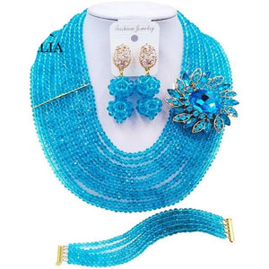 Fashion Nigeria Beads Jewelry Set Mint green Crystal Necklace Bridal Jewelry