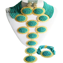 Load image into Gallery viewer, Fashion Nigeria Wedding African beads jewelry set Peacock Green Crystal