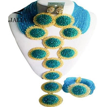 Load image into Gallery viewer, Fashion Nigeria Wedding African beads jewelry set Peacock Green Crystal