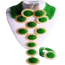 Load image into Gallery viewer, Fashion Nigeria Wedding African beads jewelry set Peacock Green Crystal