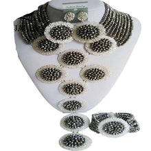 Load image into Gallery viewer, Fashion Nigeria Wedding African beads jewelry set Peacock Green Crystal