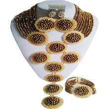 Load image into Gallery viewer, Fashion Nigeria Wedding African beads jewelry set Peacock Green Crystal