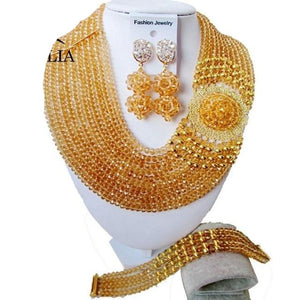 Nigeria Wedding African beads jewelry set white Crystal