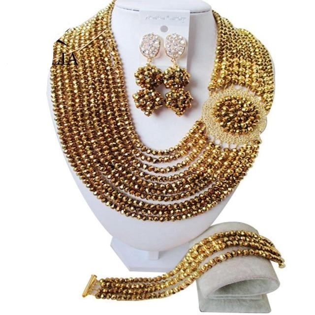 Nigeria Wedding African beads jewelry set white Crystal