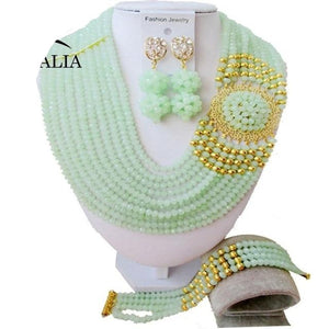 Nigeria Wedding African beads jewelry set white Crystal