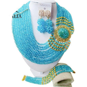 Nigeria Wedding African beads jewelry set white Crystal