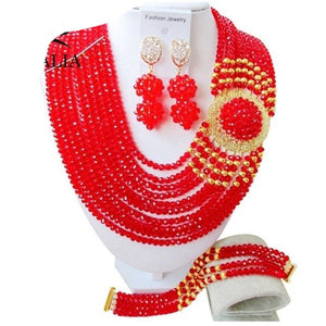 Nigeria Wedding African beads jewelry set white Crystal