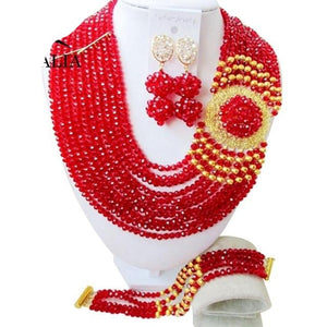 Nigeria Wedding African beads jewelry set white Crystal