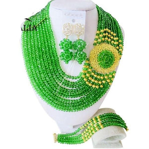 Nigeria Wedding African beads jewelry set white Crystal