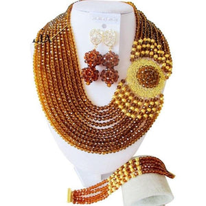 Nigeria Wedding African beads jewelry set white Crystal