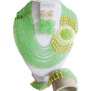 Nigeria Wedding African beads jewelry set white Crystal