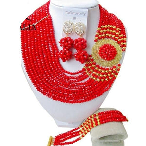 Nigeria Wedding African beads jewelry set white Crystal