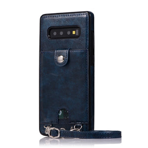 Case Cases Card Leather Phone Cover Wallet Strap Crossbody Long Chain for Note 8 9