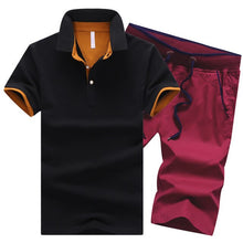 Load image into Gallery viewer, Mens Polo Shorts Sets Summer Cotton Button Polo Shirts Sets 2019 Mens Shorts Clothes 2 Piece Set Tracksuit Elastic Waist Shorts