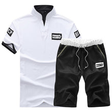 Load image into Gallery viewer, Summer 2019 Two Piece Set Men Short Sleeve T Shirt Cropped Top Shorts Men&#39;s Tracksuits Design Fashion