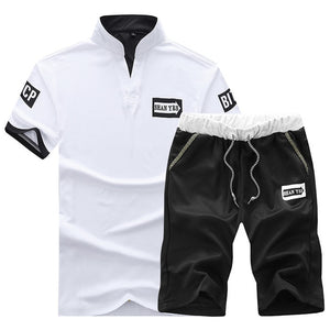 Summer 2019 Two Piece Set Men Short Sleeve T Shirt Cropped Top Shorts Men's Tracksuits Design Fashion