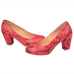Spring Women Pumps 7cm Chunky Block High Heels