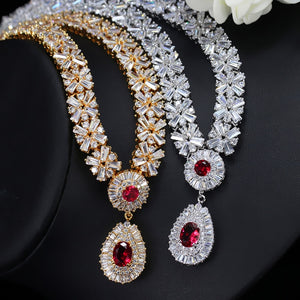 Stunning Dubai Gold Color Cubic Zirconia Heavy Jewellery Set