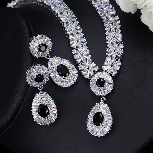 Stunning Dubai Gold Color Cubic Zirconia Heavy Jewellery Set