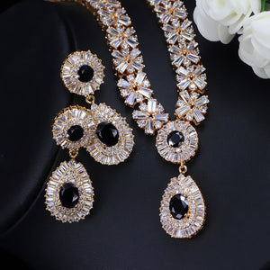 Stunning Dubai Gold Color Cubic Zirconia Heavy Jewellery Set