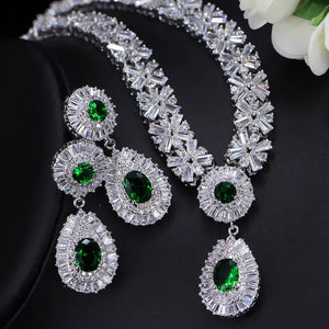 Stunning Dubai Gold Color Cubic Zirconia Heavy Jewellery Set