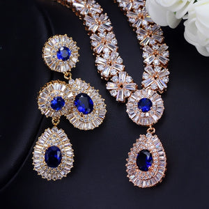 Stunning Dubai Gold Color Cubic Zirconia Heavy Jewellery Set